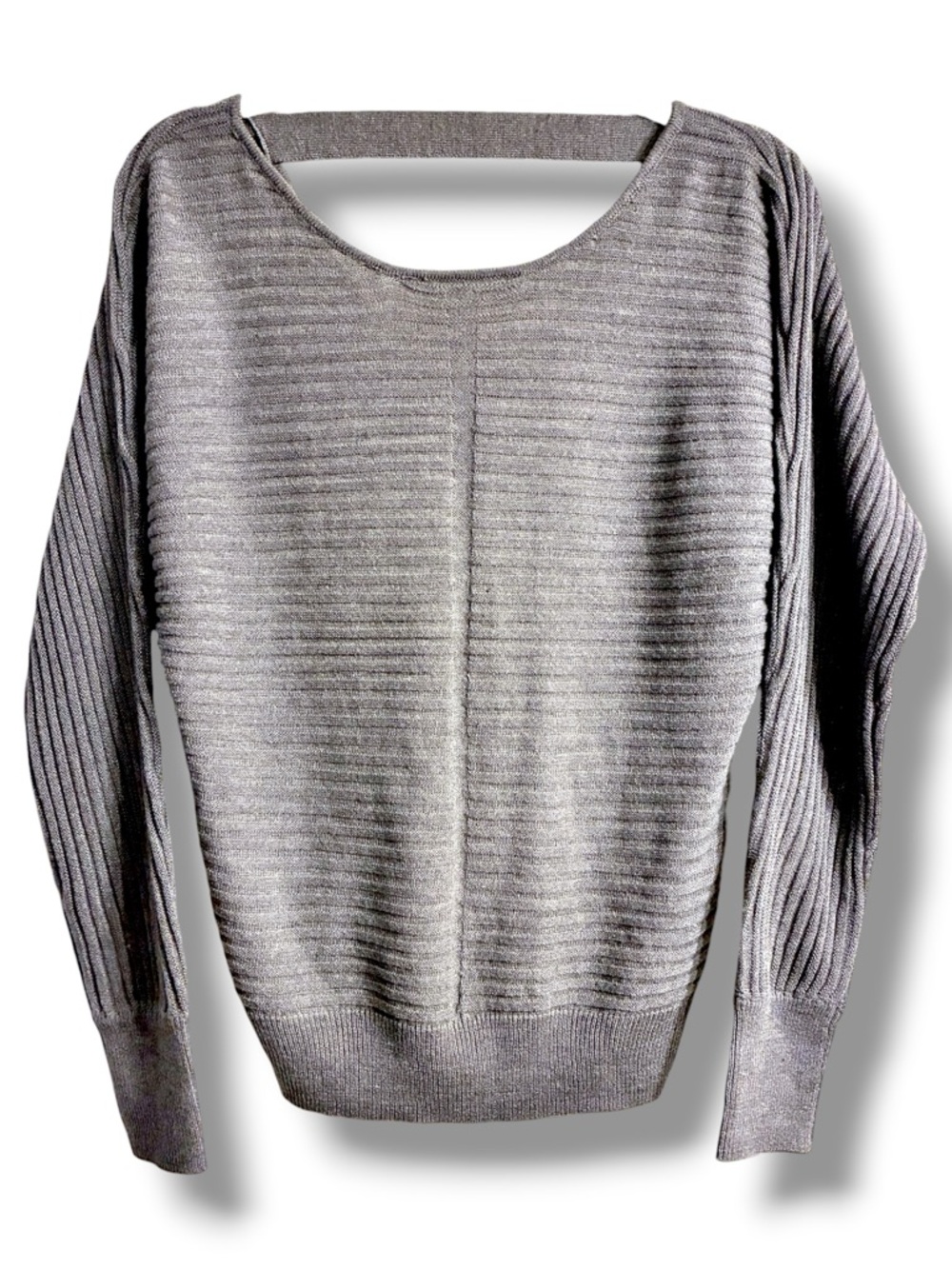✨ NY & Co Gray Textured Knit Sweater Dolman Sleeve Medium NWT